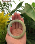 Yellow Blue- Green Jadeite Jade Round Bangle Bracelet (57.61 mm) 