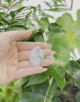 Genuine Burmese Ice Blue Jadeite RuYi Pendant with Sterling Silver Bail