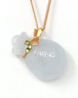 Baikalla Jewelry 18k Gold Jadeite Necklace 18k Rose Gold Genuine Burmese Jadeite Money Bag Pendant Necklace