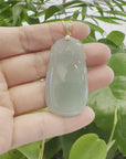 Baikalla Natural Green Jadeite Jade Shou Tao ( Longevity Peach ) Necklace With 14k Yellow Gold VS1 Diamond Bail