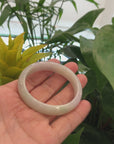 Baikalla "Classic Bangle" Whitish Green Natural Jadeite Jade Bangle (53.28 mm) 