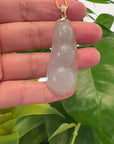 Genuine Ice Jadeite Jade Fu Dou Necklace With White Gold VSI Diamond Bail