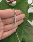 18K White Gold Cross Pendant Necklace With VS1 Diamonds