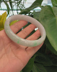 "Classic Bangle" Burmese White & Green Jadeite Jade Men's Bangle Bracelet (75.73 mm) 