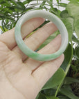 Baikalla Classic Green Natural Jadeite Jade Wider Bangle Bracelet (55.36 mm) 