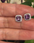 Baikalla™ Classic Sterling Silver Natural Cushion Cut Amethyst Stud Earrings