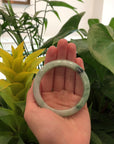 Classic Genuine Burmese Forest Green Jadeite Jade Bangle Bracelet (56.51 mm) 