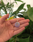 "Good Luck Button" Lavender & Green Jadeite Jade Lucky KouKou Pendant With 14K Yellow Gold Bail