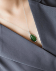 Baikalla Jewelry Jade Pendant Necklace Baikalla™ "Classic Tear-Drop" Sterling Silver Real Green Jade Classic Tear Drop Pendant Necklace