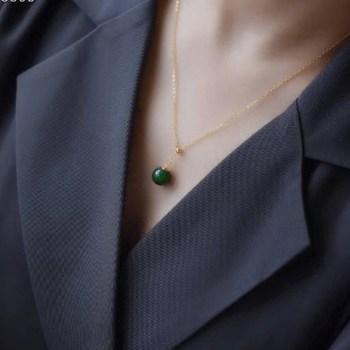 Baikalla Jewelry Jade Pendant Necklace Baikalla™ &quot;Classic Dangle&quot; Gold plated Silver Nephrite Green Jade Classic Bead Adjustable  Pendant Necklace