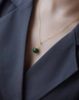 Baikalla Jewelry Jade Pendant Necklace Baikalla™ "Classic Dangle" Gold plated Silver Nephrite Green Jade Classic Bead Adjustable  Pendant Necklace