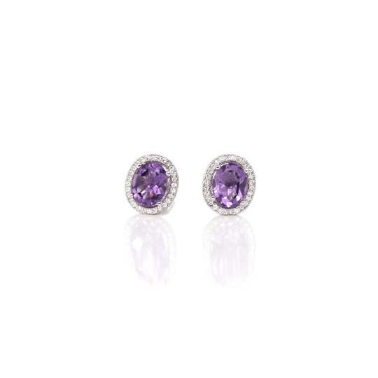 Baikalla Jewelry Silver Gemstones Earrings Baikalla™ Classic Sterling Silver Natural Amethyst Topaz Garnet Citrine Stud Earrings With CZ