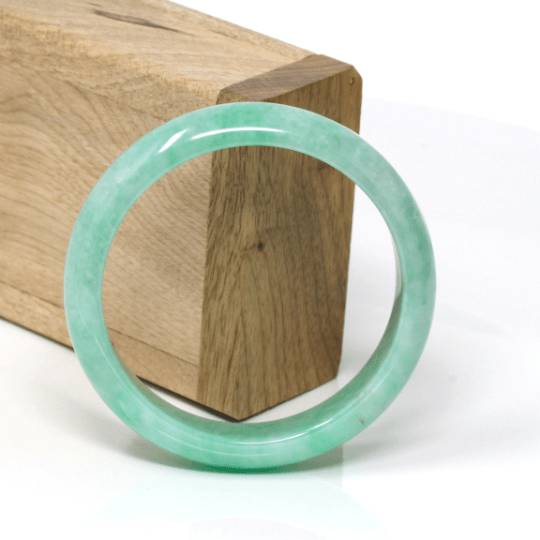 Baikalla Jewelry Jadeite Jade Bangle Bracelet Genuine Burmese Apple Green Jadeite Jade Bangle Bracelet ( 57.0 mm) #110