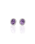 Baikalla Jewelry Silver Gemstones Earrings Amethyst Baikalla™ Classic Sterling Silver Natural Amethyst Topaz Garnet Citrine Stud Earrings With CZ