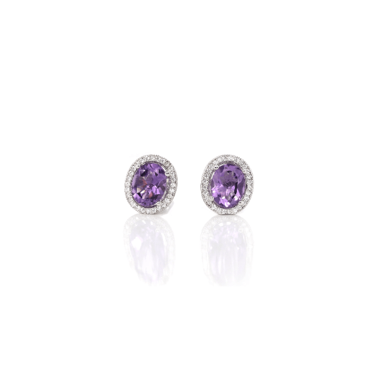 Baikalla Jewelry Silver Gemstones Earrings Baikalla™ Classic Sterling Silver Natural Amethyst Topaz Garnet Citrine Stud Earrings With CZ