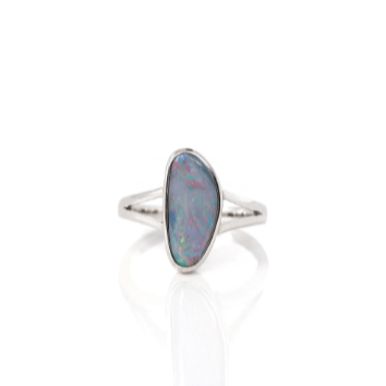 Baikalla Jewelry Sterling Silver Gemstone Ring 6 Sterling Silver Oval Australian Black Opal Bezel Set Ring