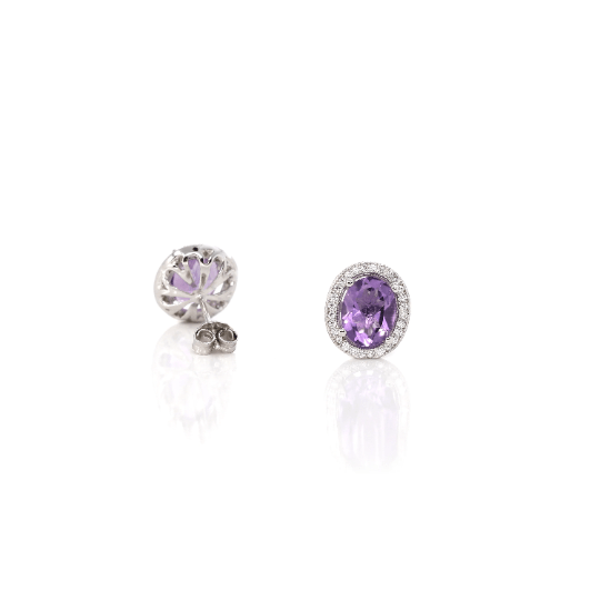 Baikalla Jewelry Silver Gemstones Earrings Baikalla™ Classic Sterling Silver Natural Amethyst Topaz Garnet Citrine Stud Earrings With CZ