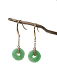 Baikalla Jewelry Gold Jade Earrings 18K Royal Rose Gold Genuine Jade Jadeite Lucky Nuts Drop Earrings