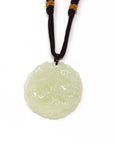 Baikalla Jewelry Jade Carving Necklace Genuine Nephrite White Jade Dragon & Phoenix Pendant Necklace