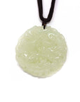 Baikalla Jewelry Jade Carving Necklace Genuine Nephrite White Jade Dragon & Phoenix Pendant Necklace