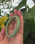 Baikalla Genuine Burmese Yellowish Green Jadeite Jade Oval Bangle (56.29 mm) 