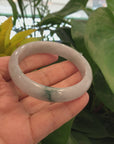 "Classic Bangle" Forest Green & White Jadeite Jade Bangle Bracelet (57.51 mm) 