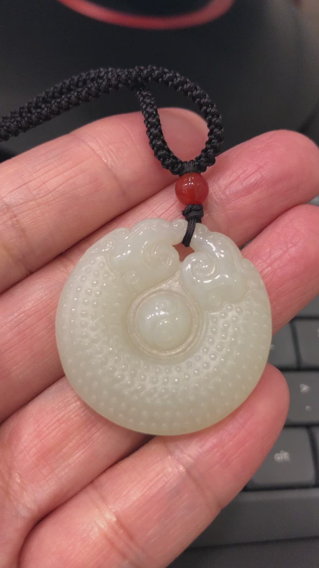 Baikalla™ "Double Lucky Dragon" Genuine HeTian White Nephrite Jade Dragon & Yinyang Pendant Necklace