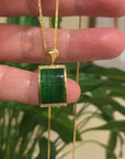 18k White Gold Genuine Burmese Jadeite Bamboo Pendant Necklace With Diamond