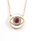 Baikalla Jewelry Gemstone Pendant Necklace Baikalla™ 18K Rose Gold & Ruby Diamond Evil Eyes Pendant Necklace (4 in 1)