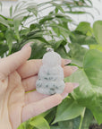 "Goddess of Compassion" Genuine Burmese Ice Blue Jadeite Jade Guanyin Necklace With Good Luck Design Sterling Silver Bail