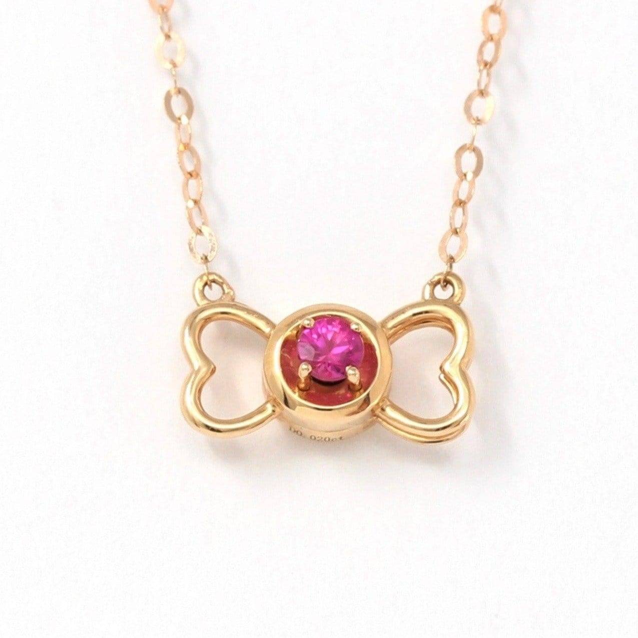 Baikalla Jewelry Gemstone Pendant Necklace Baikalla™ "Lucky 4 Leaf Clover" 18K Rose Gold & Ruby & Diamond Pendant Necklace (4 in 1)