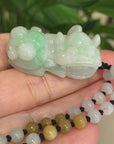 Baikalla™ Pi Xiu Genuine Burmese Lavender Green Jadeite Jade PiXiu Pendant Necklace (FengShui Lucky)