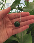 Baikalla™ "Good Luck Button" Necklace Real Rich Green Jade Lucky KouKou Pendant Necklace