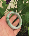 "Princess Half Round" Genuine Burmese Green Jadeite Jade Bangle Bracelet (58.2 mm) 