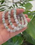 Jadeite Jade 7.5mm Round Ice Blue Green Beads Bracelet ( 7.5 mm )