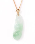 Baikalla Jewelry 18k Gold Jadeite Necklace 18K Rose Gold Genuine Burmese Ice Green Pea Jadeite Necklace