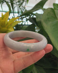 "Princess Half Round" Blue- Green Natural Burmese Jadeite Jade Bangle (61.29 mm) 