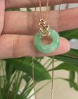 Baikalla™ "Good Luck Birdie" 18k Rose Gold Genuine Burmese Jadeite Lucky Kou Kou Pendant Necklace With Diamond