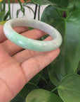 Lavender- Green Natural Genuine Burmese Jadeite Jade Bangle ( 56.14 mm ) 