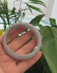 "Half Round" Blue- Green Jade Jadeite Bangle Bracelet (58.68 mm) 