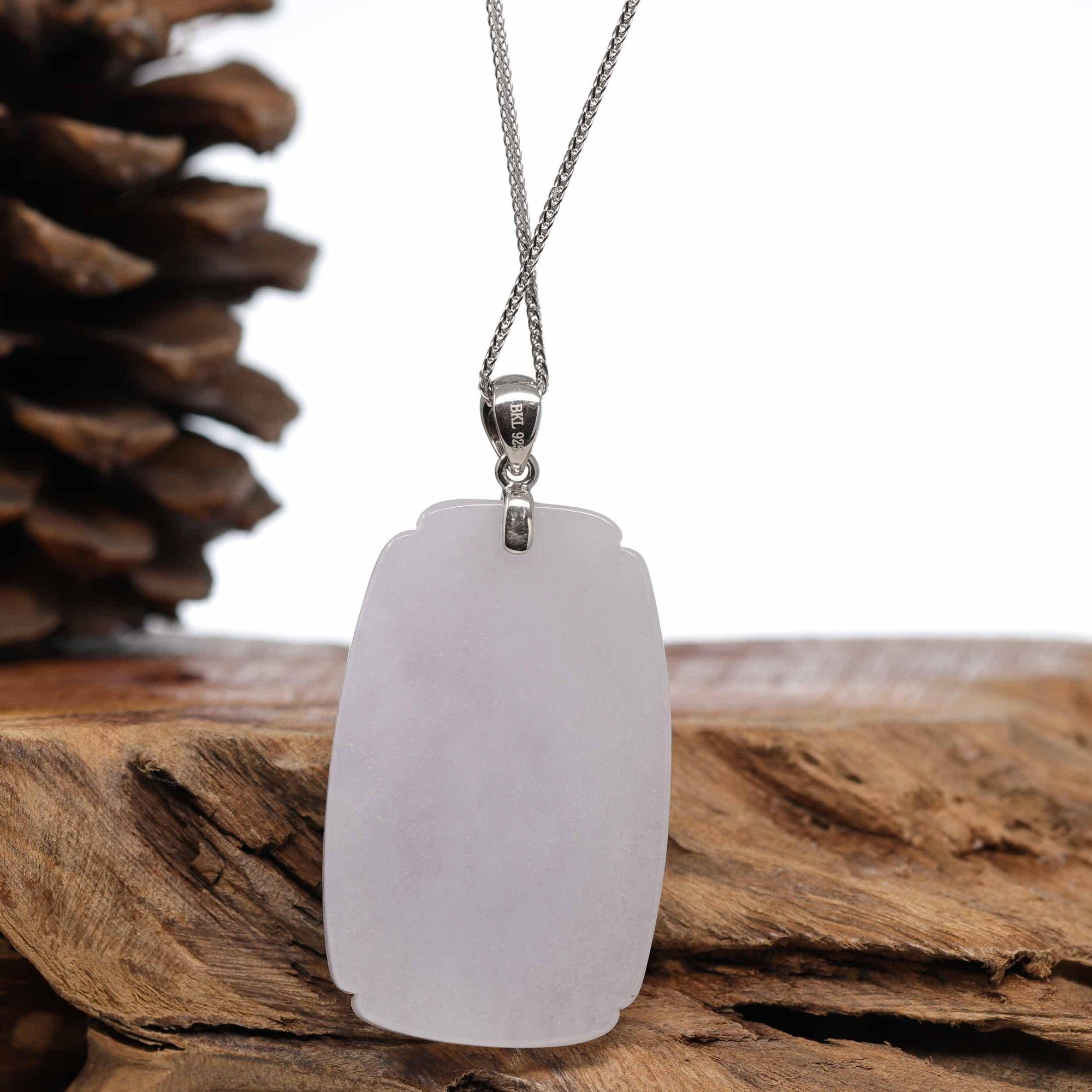 Baikalla Jewelry jade Genuine Burmese Lavender Jadeite Jade Guanyin Pendant Necklace