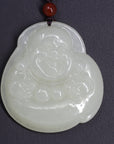 Baikalla Jewelry jade pendant Genuine HeTian White Nephrite Jade Happy Buddha Pendant Necklace