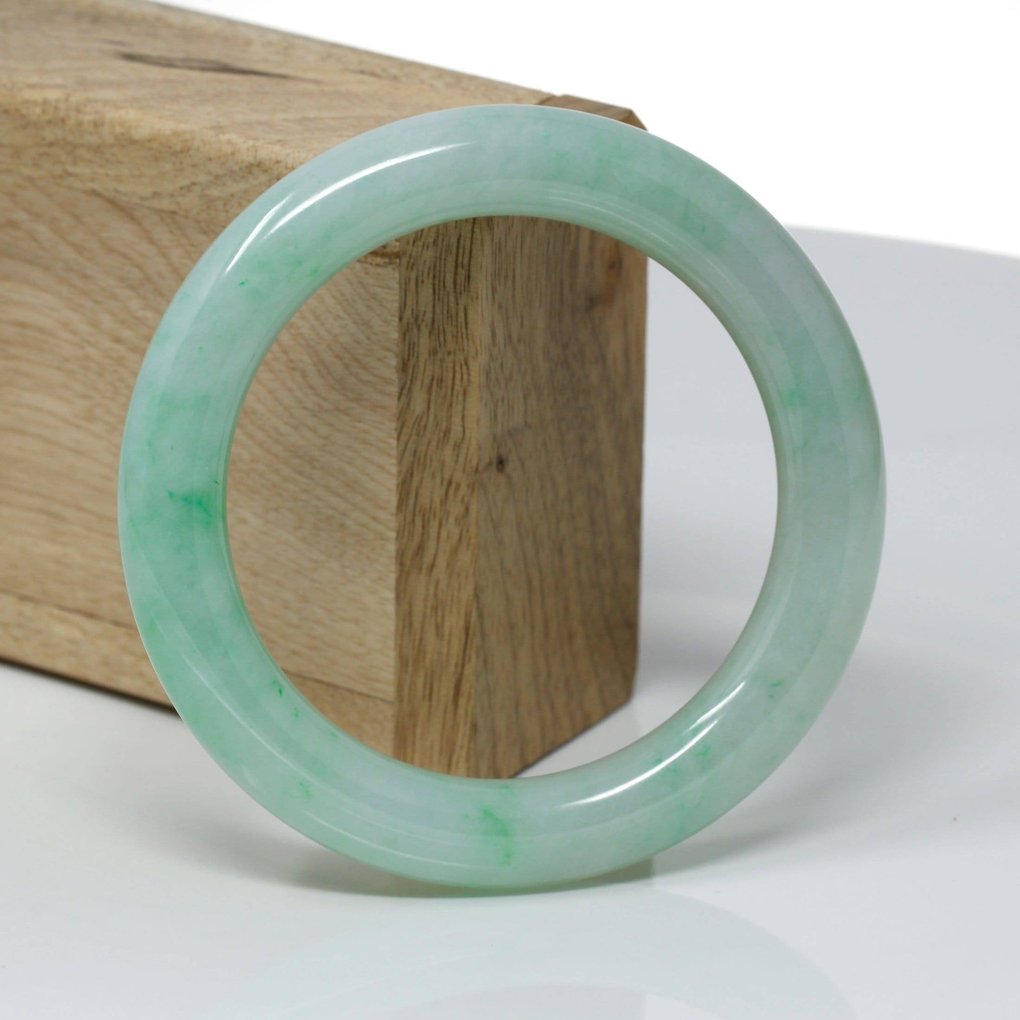 Baikalla Jewelry Jadeite Jade Bangle Bracelet Genuine Burmese Green Jadeite Jade Bangle Bracelet ( 57.1 mm) #314