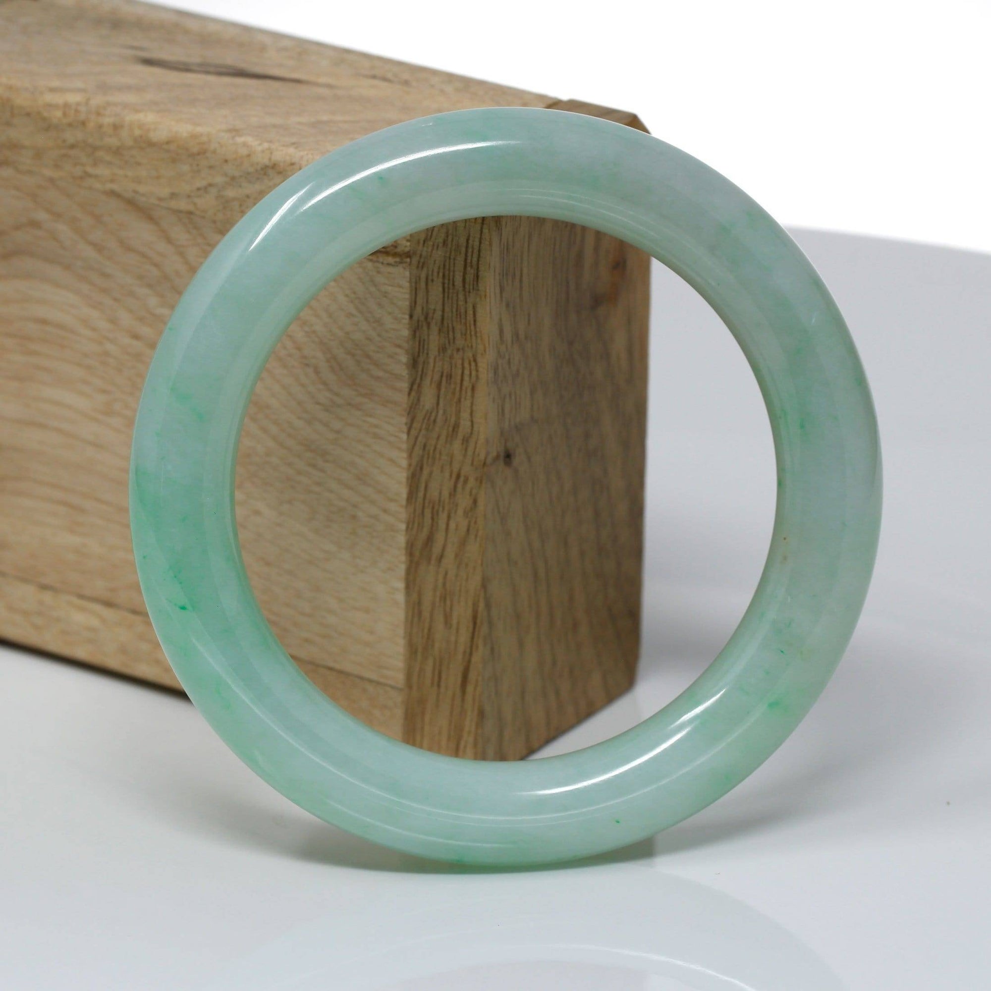 Baikalla Jewelry Jadeite Jade Bangle Bracelet Genuine Burmese Green Jadeite Jade Bangle Bracelet ( 57.1 mm) #314