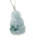 Baikalla Jewelry Jade Pendant Genuine Jadeite Guan Yin Pendant Necklace With 18k White Gold Diamond Bail