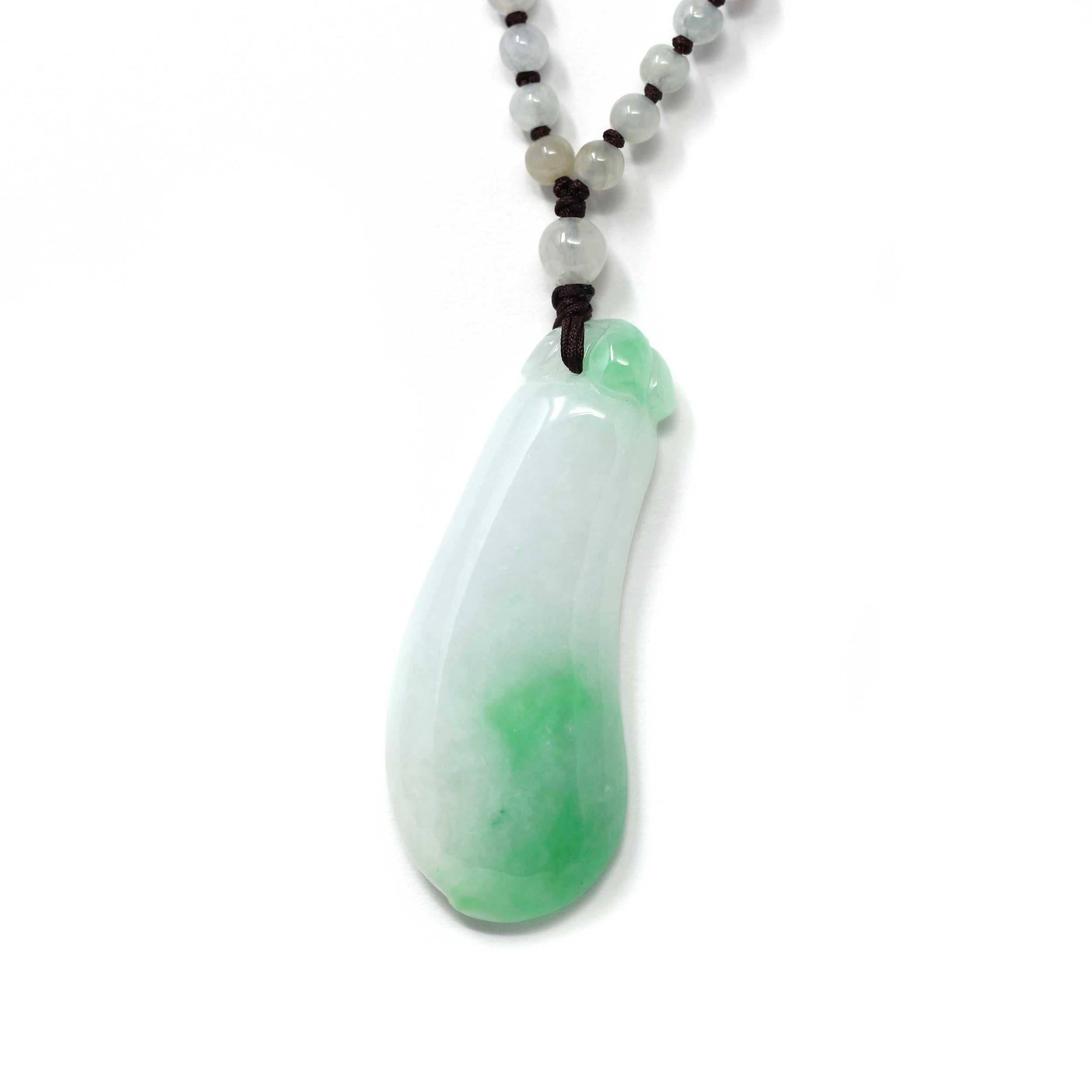 Baikalla Jewelry Jade Pendant Necklace Genuine Green Jadeite Jade Good Luck Pea Necklace