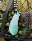 Baikalla Jewelry Jade Pendant Necklace Genuine Green Jadeite Jade Good Luck Pea Necklace