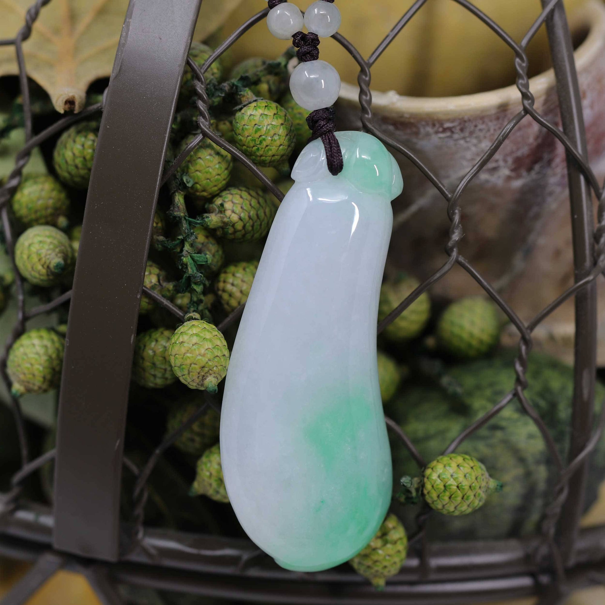 Baikalla Jewelry Jade Pendant Necklace Genuine Green Jadeite Jade Good Luck Pea Necklace