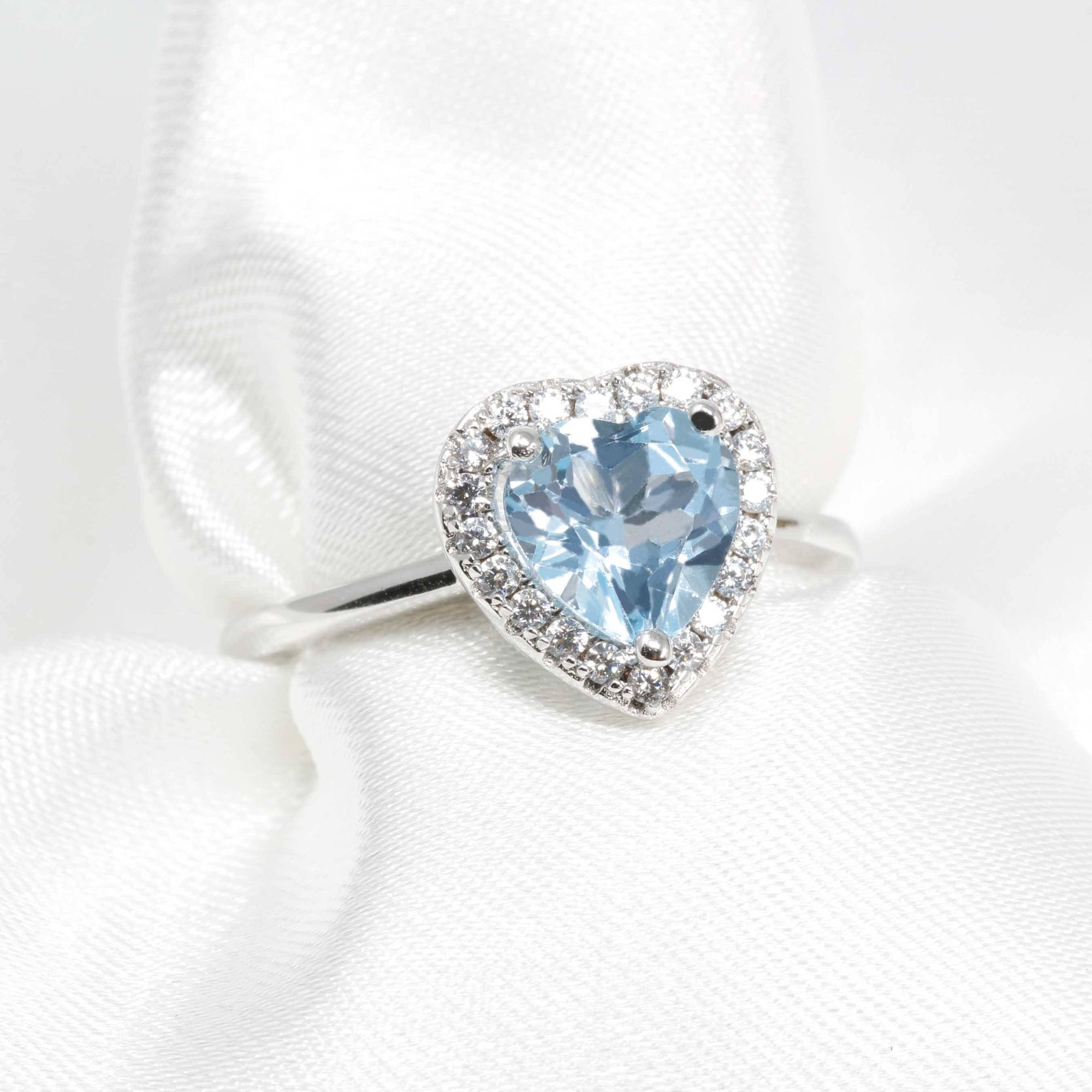 Baikalla Jewelry Gemstone Ring Baikalla™ Sterling Silver Natural Sky Blue Heart Topaz Ring