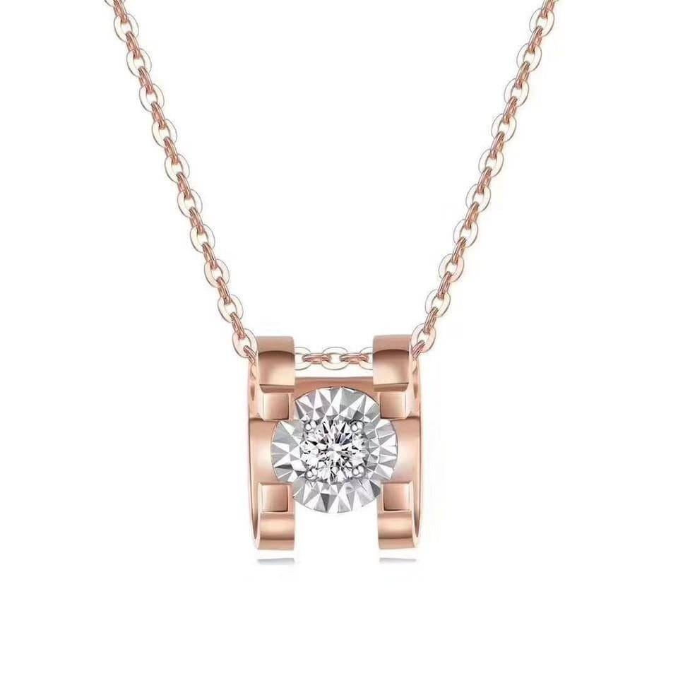 Baikalla Jewelry Gold Diamond Necklace 18k Rose Gold Baikalla™ &quot;You are the only one to me&quot; 18k gold diamond necklace